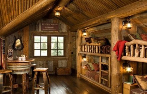 Rustic Log Cabin Theme Bedrooms for Kids