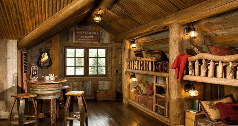 Rustic Log Cabin Theme Bedrooms for Kids