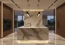 Illuminated Opulence: Luxury Kitchen Design with Marble Countertops and Integrated LED Lighting