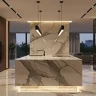 Illuminated Opulence: Luxury Kitchen Design with Marble Countertops and Integrated LED Lighting
