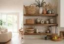 How to Arrange Signature Homestyle Baskets and Pottery Vases on Open Kitchen Shelves