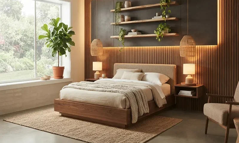 Modern Bedroom Accent Wall Design Ideas with Hidden Warm LED Strip Lighting